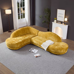 113.78 Inch Mid-Century Upholstered Comfy Couch with Facing Chaise Left for Livingroom,Bedroom, Apartment, Home Office YELLOW