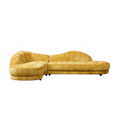 113.78 Inch Mid-Century Upholstered Comfy Couch with Facing Chaise Left for Livingroom,Bedroom, Apartment, Home Office YELLOW
