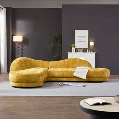 113.78 Inch Mid-Century Upholstered Comfy Couch with Facing Chaise Left for Livingroom,Bedroom, Apartment, Home Office YELLOW