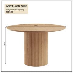 47,24 inch MDF Dining Table for Dining Room Round Dinner Tables Mid-Century Modern Table OAK