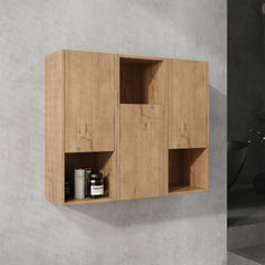 36" Bathroom Side Cabinet,Soft Close Doors,Float Mounting Design,Imitative Oak,(KD-Packing)