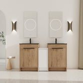 60 Inch Freestanding Bathroom Vanity with Black Ceramic Sink and Storage Cabinets, Soft Closing Door, 02424IMO*2+0312 Combination Cabinet, KD-Package