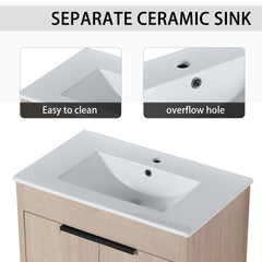 72 Inch Freestanding Bathroom Vanity with Ceramic Sink and Storage Cabinets, Soft Closing Door, 02430*2+0312 Combination Cabinet, KD-Package