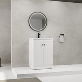 24" Freestanding Bathroom Vanity with White Resin Sink & 2 Soft-Close Cabinet Doors (KD-Packing)