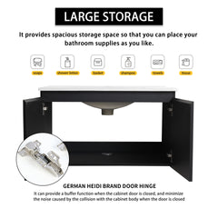 30'' Floating Wall-Mounted Bathroom Vanity With Ceramics Sink & Soft-Close Cabinet Door, KD-Package