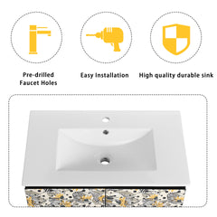 30'' Floating Wall-Mounted Bathroom Vanity With Ceramics Sink & Soft-Close Cabinet Door, KD-Package