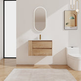 30" Wall Mounting Bathroom Vanity With Ceramic Sink, 2-Soft Close Drawer