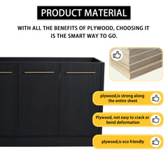 60 Inch Freestanding Bathroom Vanity with Resin Double Sink, With Soft Closing Door, KD-Package