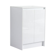 24" freestanding Bathroom Storage Cabinet, 2-Soft Close Doors, Glossy White,(KD-Packing)