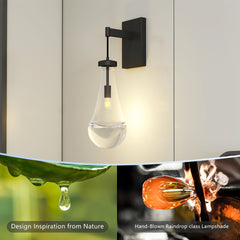 Wall Sconces, Black Wall Sconces Modern Bathroom Lights, Sconces Wall Lighting with Clear Glass, Wall Mounted Light Wall Lamp for Living Room Hallway Reception Desk