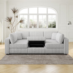 106.3" Soft U-shaped 6-Person Sofa. Matches 30.7" Ottoman with Hydraulic Lift. Comfortable & Stylish. For Bedroom & Living Room. Light Gray. Modern Furniture. Modular Design.