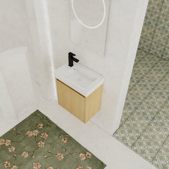 20" Wall-Mounted Bathroom Vanity with Ceramic Sink, Storage Cabinet with Doors,Bathroom Cabinet Set