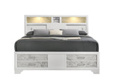 Soul Modern Style Queen Bed with Footboard drawers and shelves in the headboard Made with Wood in White (NJ Inventory)