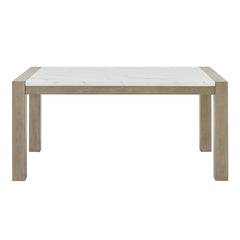 Tabitha 66"W Rectangular White Faux Marble Top Dining Table in Light Oak Finish