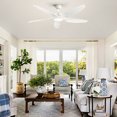 Modern 60 In Intergrated LED Ceiling Fan Lighting with White ABS Blade