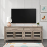 65 inch TV Stand Console, No Assembly Required, White Oak Finish