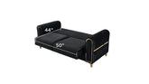 Melody Modern Contemporary Velvet Fabric Upholstered Sleeper Convertible Loveseat made with Wood & Iron in Black
