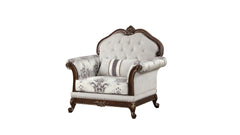 Gloria Traditional Style button tufted Chair Ivory