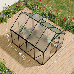 6x8 FT Polycarbonate Greenhouse Raised Base and Anchor Aluminum Heavy Duty Walk-in Greenhouses for Outdoor Backyard in All Season