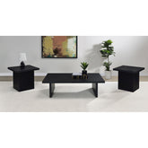 Caroline Black 3-piece Rectangular Coffee and End Table Set