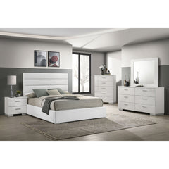 Dulcey White High Gloss 5-piece Eastern King Bedroom Set