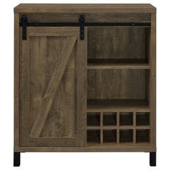 Arcata Rustic Oak Sliding Door Bar Cabinet
