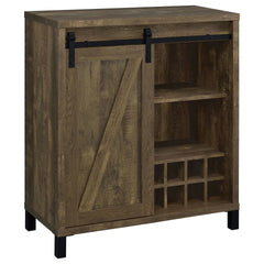 Arcata Rustic Oak Sliding Door Bar Cabinet