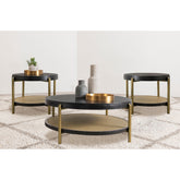 Benson Black 3-piece Round Coffee and End Table Set