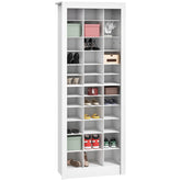 HOMCOM 71" Tall Shoe Rack Storage Organizer, Narrow Shoe Cabinet for Entryway with Open Cubes for 36 Pairs, White