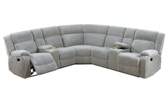 Power Motion Recliner Sectional in Fur-Like Corduroy Ash