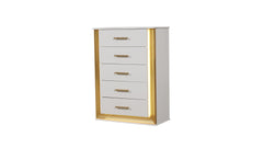 Obsession Contemporary Style 5-Drawer Chest Made with Wood & Gold Finish same as B009P152666 (CA inventory)