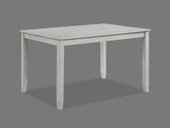 Rustic Farmhouse Transitional 5-Piece Dining Set Rectangular Table Linen Look Fabric Upholstered Chair Seat Wooden Dining Room Furniture White/Gray Drift Wood Finish Dinette