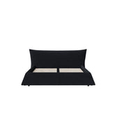 Queen Size Upholstered Platform Bed with Special Shaped Velvet Headboard, Metal & Solid Wood Frame,Black