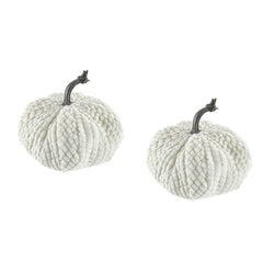 Set of 2, 8.7x8.5x6.7"H Chenille Weighted Pumpkin White, Pumpkin Ornament Decor for Holiday Harvest Festival Fall Festival & Thanksgiving