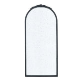 30" x 65" Hand Carved Rose Antique Mirror Frame, Large Arch Mirror Wall Decor for Living Room, Bathroom, Entryway(Black)