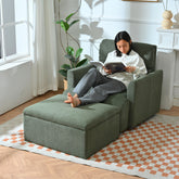 Oversized Chair w/Storage Ottoman, Wide Accent Armchair Chair for Living Room, Modern Lounge Chair, Upholstered Mid-Century Reading Chair, Comfy Living Room Chair, Deep Seat Sofa Couch(Dark Green)