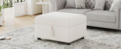 26.6" Ottoman Movable Storage Ottoman Footrest for Living Room, Bedroom, Beige