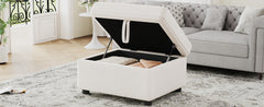 26.6" Ottoman Movable Storage Ottoman Footrest for Living Room, Bedroom, Beige
