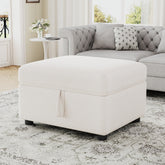 26.6" Ottoman Movable Storage Ottoman Footrest for Living Room, Bedroom, Beige