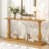 U_STYLE Vintage Sofa Table - Space-Saving Design with Luxurious Pine Veneer and Elegant Tapered Legs, Modern Narrow Entryway Table for Living Room, Study, Foyer, or Bedroom