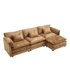 UNITED WE WIN 112" Oversized Sectional Sofa Cloud Couch for Living Room, Modern Chenille L Shaped Couch, Comfy Boucle Modular Sofa Sleeper with Moveable Ottoman & Memory Foam