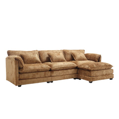 UNITED WE WIN 112" Oversized Sectional Sofa Cloud Couch for Living Room, Modern Chenille L Shaped Couch, Comfy Boucle Modular Sofa Sleeper with Moveable Ottoman & Memory Foam