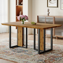 Modern minimalism and luxurious wood rectangular patterned dining table. The computer desk. Dining tables are used in the dining room, living room.67 *36 *30 Density Board Sticker,Iron Pipe Spraying,