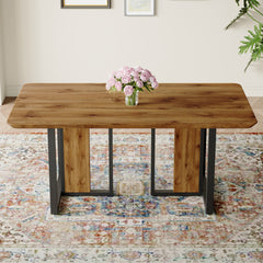 Modern minimalism and luxurious wood rectangular patterned dining table. The computer desk. Dining tables are used in the dining room, living room.67 *36 *30 Density Board Sticker,Iron Pipe Spraying,