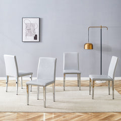Four Light Gray PU dining chairs, simple and versatile, comfortable and accompanied. Exquisite and versatile dining chairs unlock a comfortable new experience.(Set of 4)W1151P269055