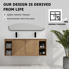 48" Wall Mounted Bathroom Vanity With Double Sink, Soft Closing Door Hinge (KD-Package)-BVB07348IMOX-GRB4840D
