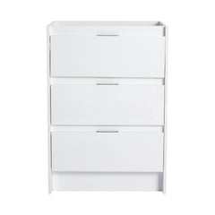 24" Freestanding Bathroom Cabinet, 3-Soft Close Drawers, Glossy White,(KD-Packing) (Only Vanity)