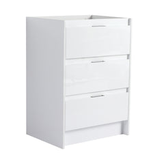 24" Freestanding Bathroom Cabinet, 3-Soft Close Drawers, Glossy White,(KD-Packing) (Only Vanity)
