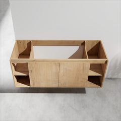 48" Wall Mounted Bathroom Vanity, Soft Closing Door Hinge & Open Storage Rack, BVB07348IMOX(Vanity Only, Excluding Sink)