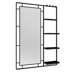 30X44 Ines Modern Vanity Mirror with Multi-functional Shelf, Large bathroom Mirror, Black Frame Decoration Mirror, Suitable for Bathroom, Living Room, Bedroom
